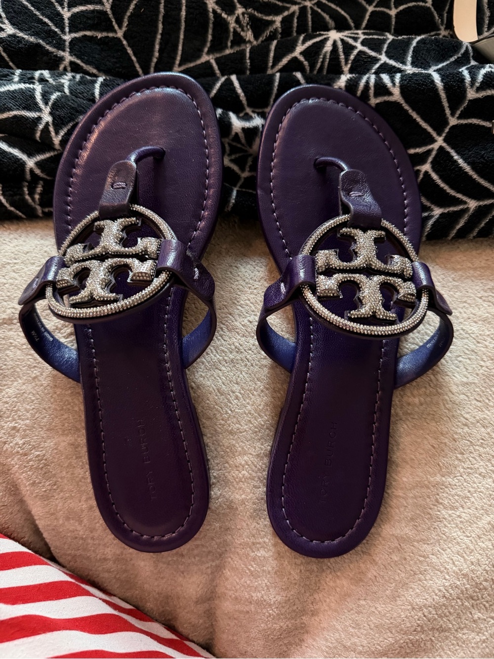 Tory Burch Deep purple Swarovski crystal emblem